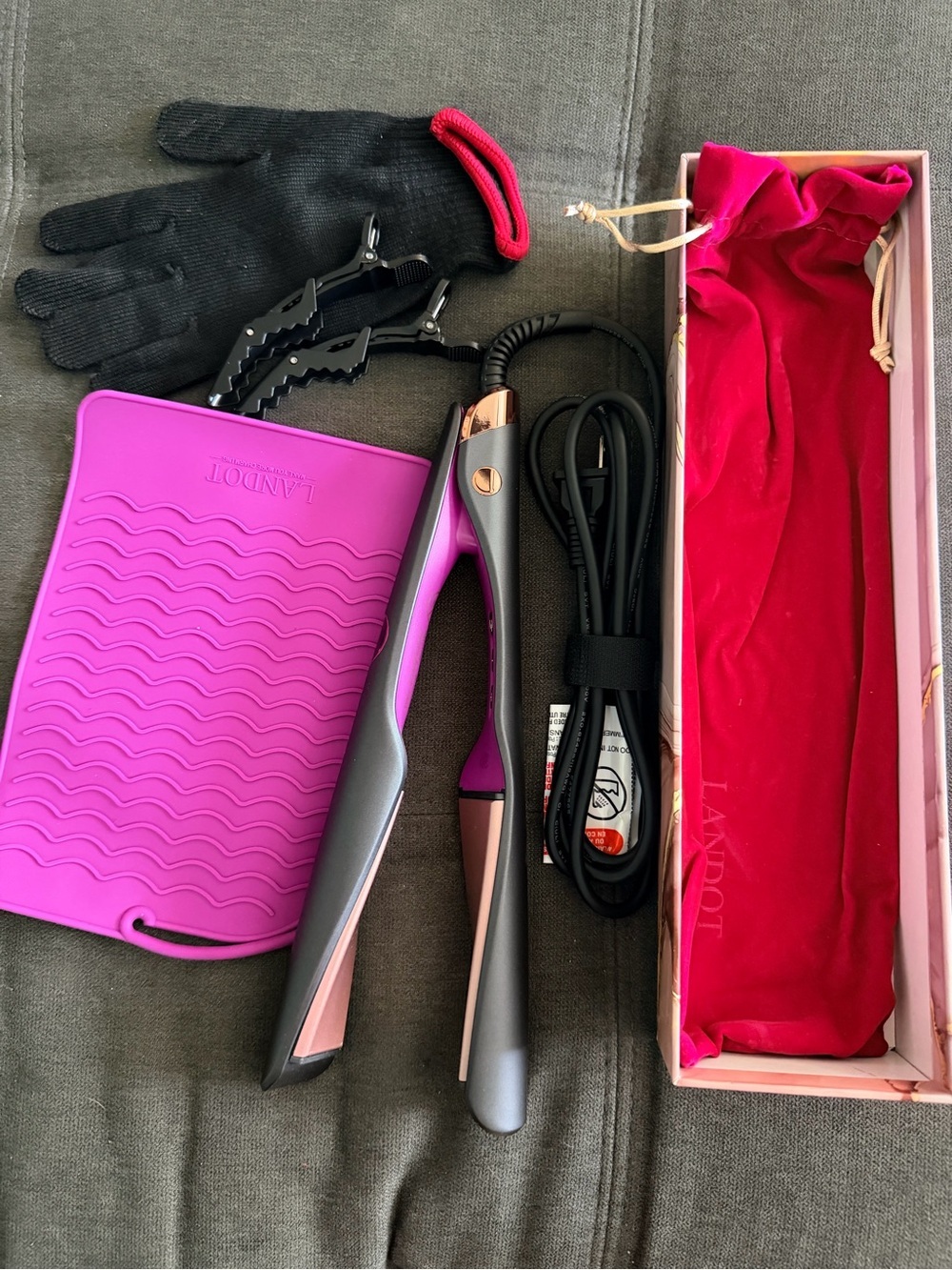 LANDOT Pink & Gold Styling Tool Set Box